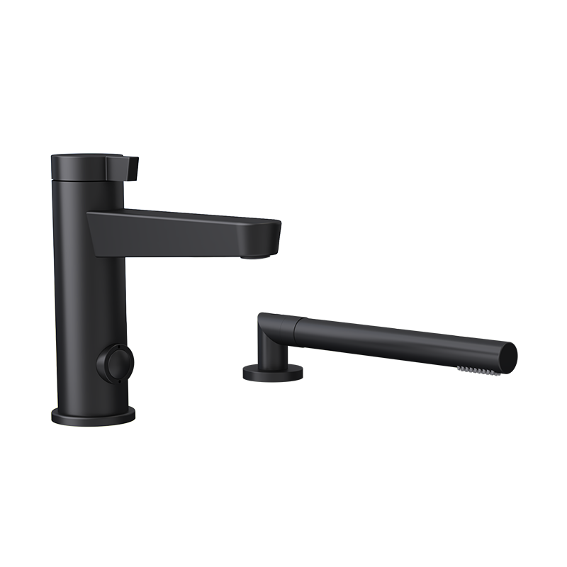 Rubi Abyss Two Piece Deck Mount Bathtub Faucet In Matte Black